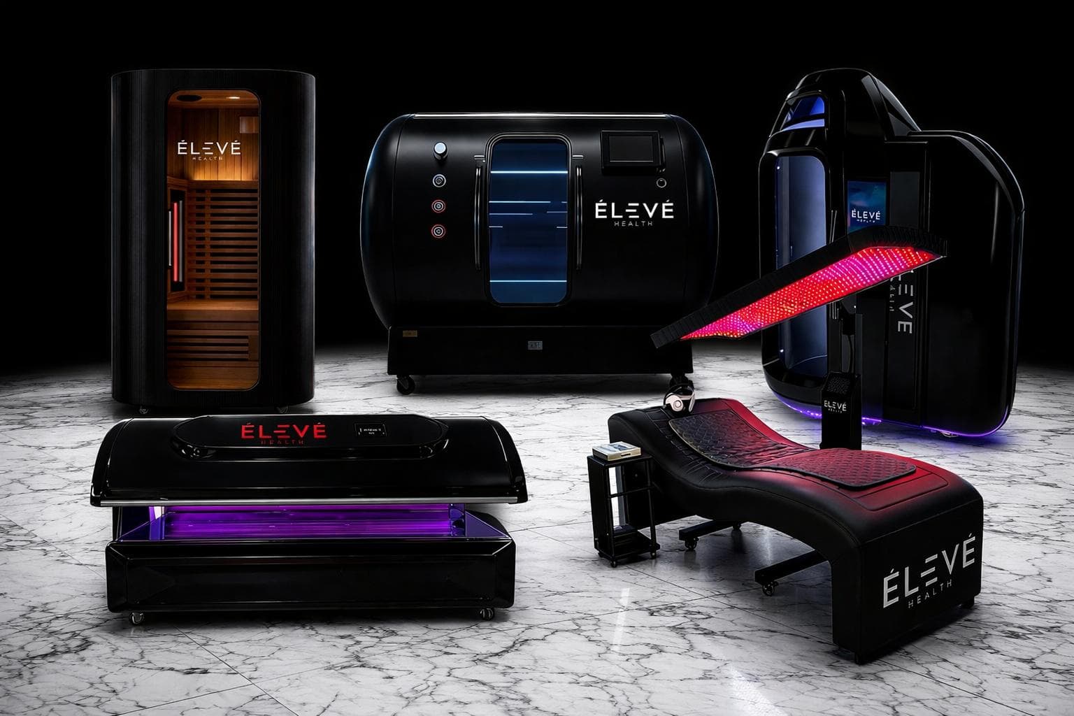 Eleve Health branded wellness equipment lineup