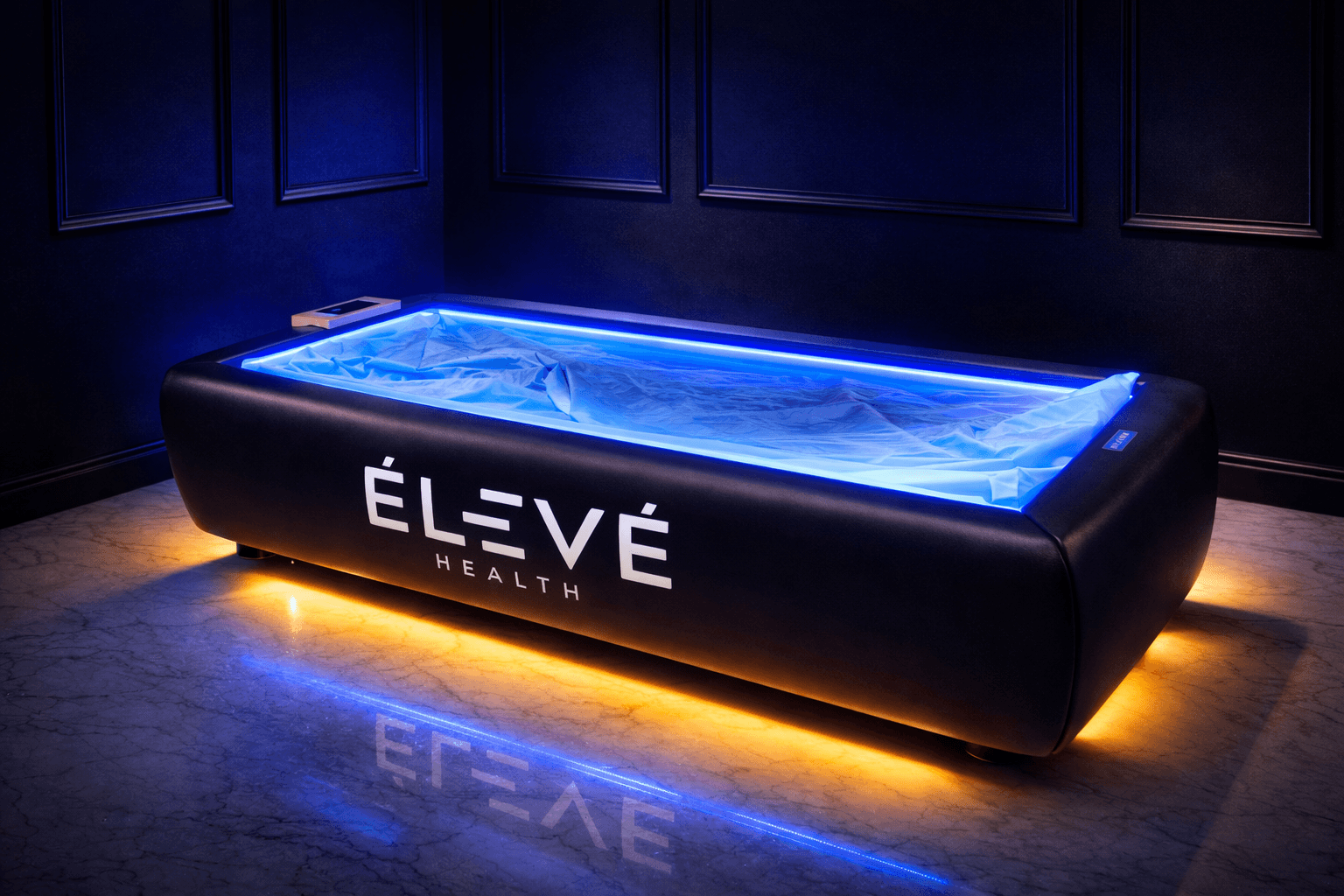 Eleve Health cryo dry float bed with blue LED lighting