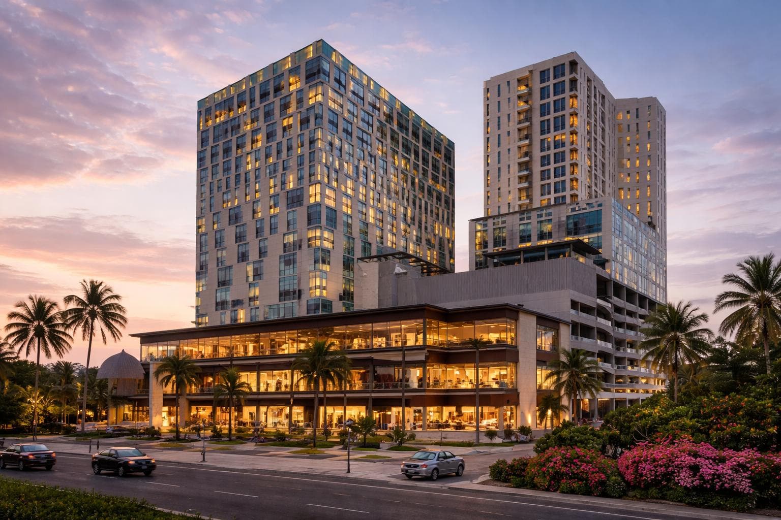 tropical sunset view in Cancún, Mexico